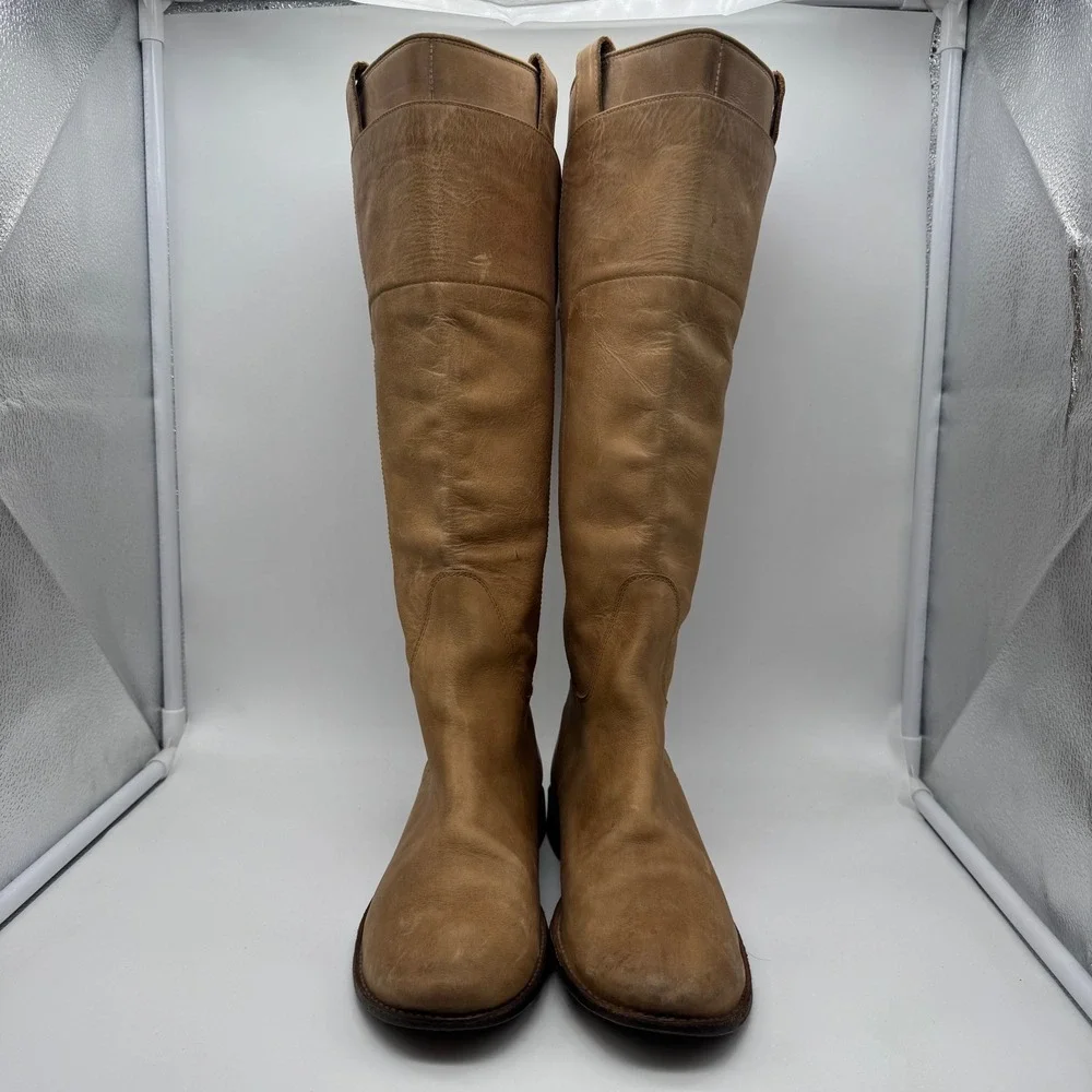 FRYE‎ Boots Paige Tall Riding Tan Leather Boots 77534 - Women's Size 8.5 B